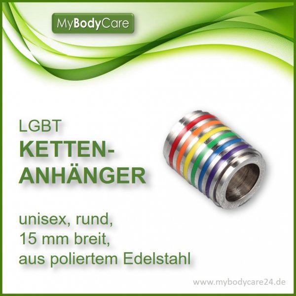 LGBT Kettenanhänger rund Regenbogen