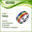 LGBT Edelstahl Regenbogen-Ring unisex, in 6 Größen